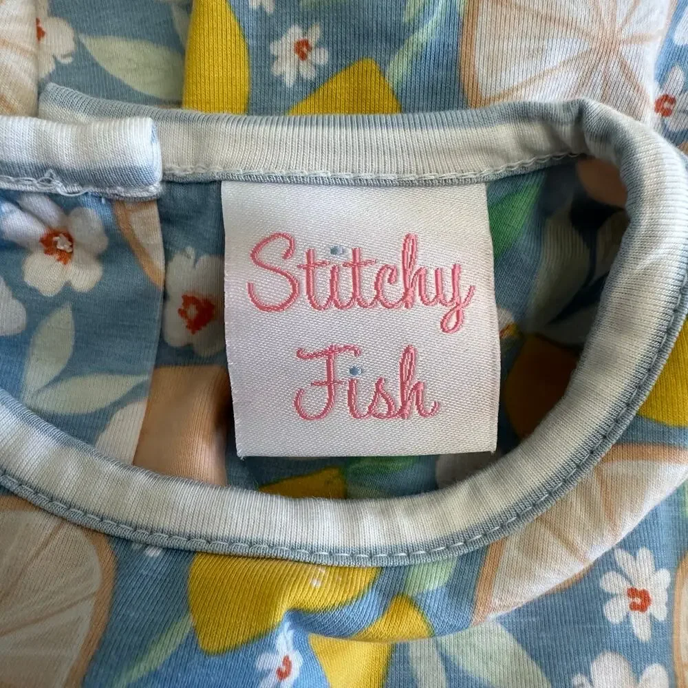 Stitchy Fish nwot Toddler Girl Romper‎ 3T Citrus Fruit Print Cotton One Piece